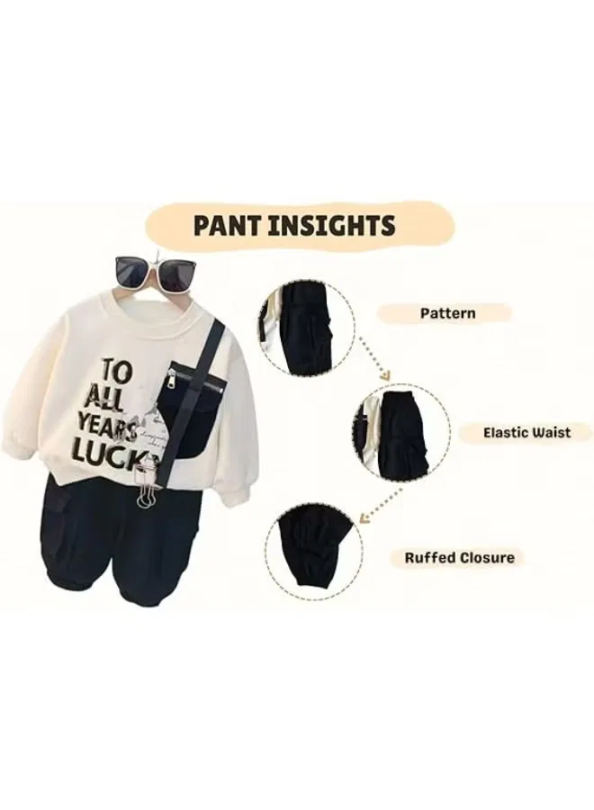 Комплект свитшот и джоггеры с принтом Lucky Design Miniimodz, белый — фото 4