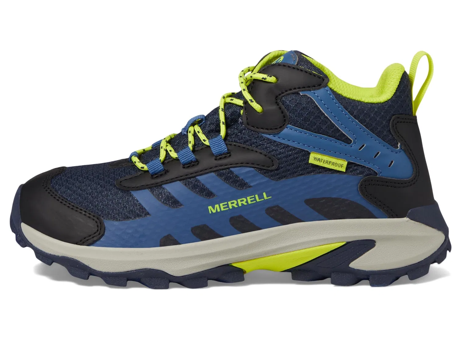 Детские ботинки для походов водонепроницаемые Moab Speed 2 Mid Waterproof Merrell, Navy Blue Hi Viz — фото 4