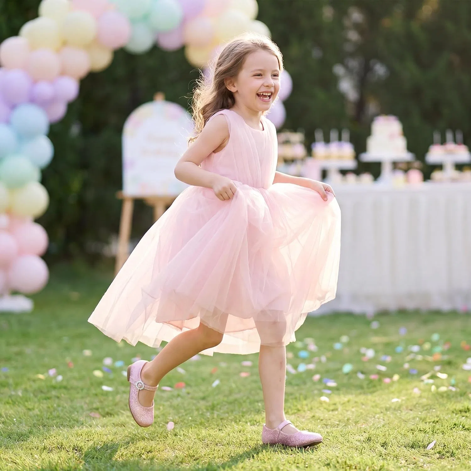 Детские туфли для девочек с принтом Stelle, Blush Glimmer — фото 2
