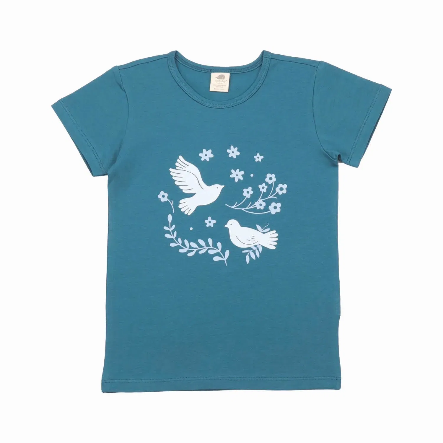 Футболка с принтом Blue Birds and Flowers Walkiddy, синий