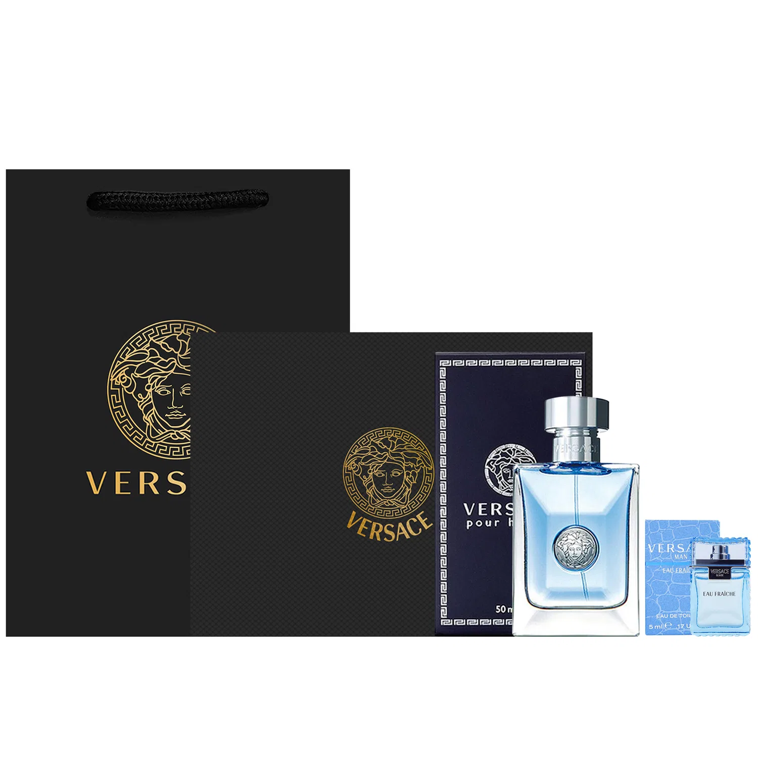 Мужской набор парфюмерии Versace Homme 50 мл + Light Breeze 5 мл, VERSACE, Black