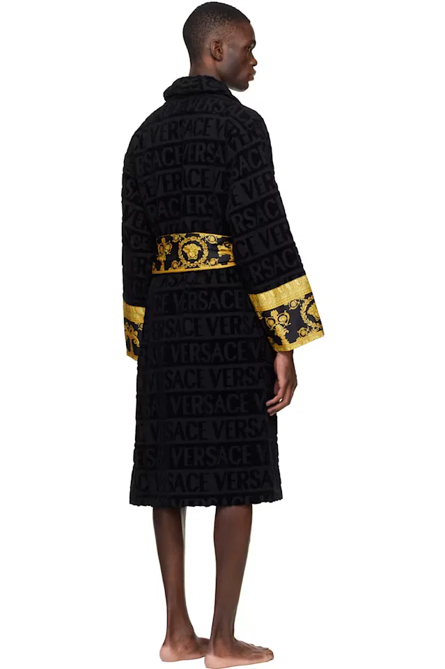 Черный банный халат с надписью Я люблю барокко Versace — фото 3