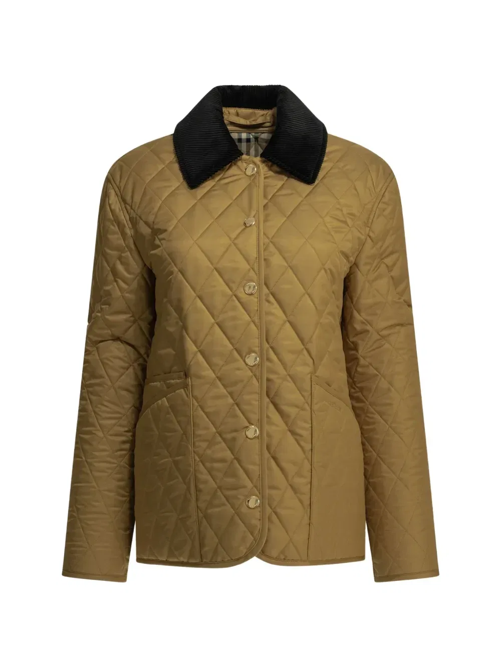 Стеганая куртка с вельветовым воротником Burberry, бежевый