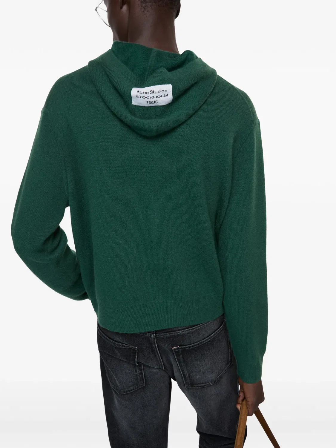 Кружевной худи с длинным рукавом Acne Studios, темно-зеленый — фото 4