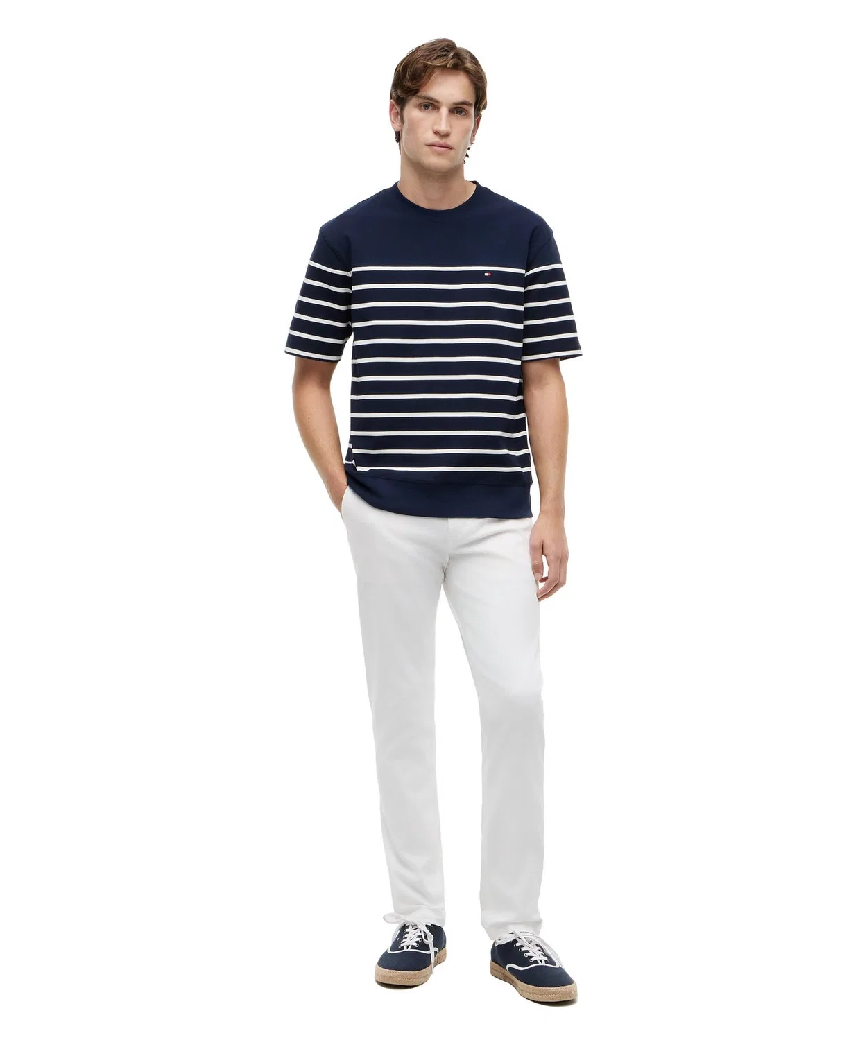 Мужская футболка с жаккардовым полосатым принтом Relaxed Fit TOMMY HILFIGER, Navy — фото 2