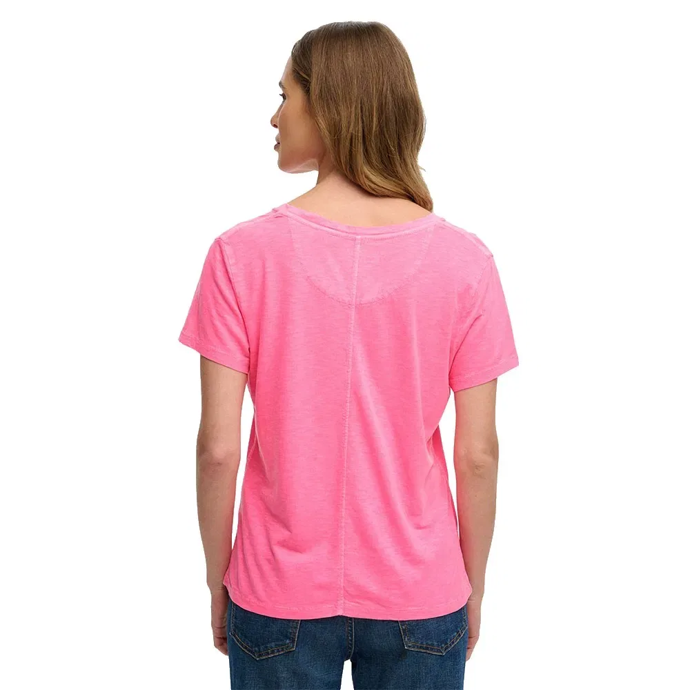 Женская футболка с V-образным вырезом и вышивкой Superdry Studios Slub Superdry, Pink — фото 2