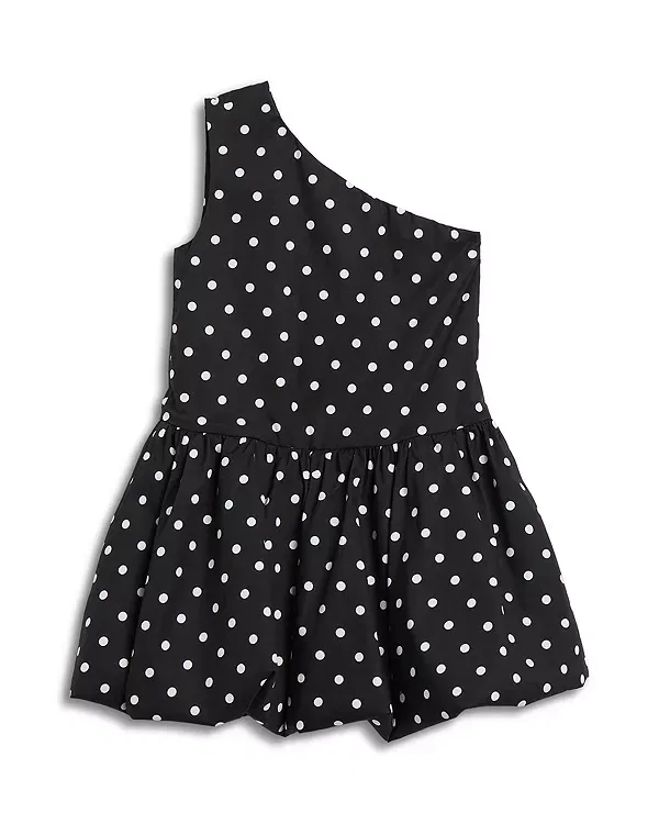 Детское платье для девочек с принтом Alice Polka Dot Bardot Junior, Black/White