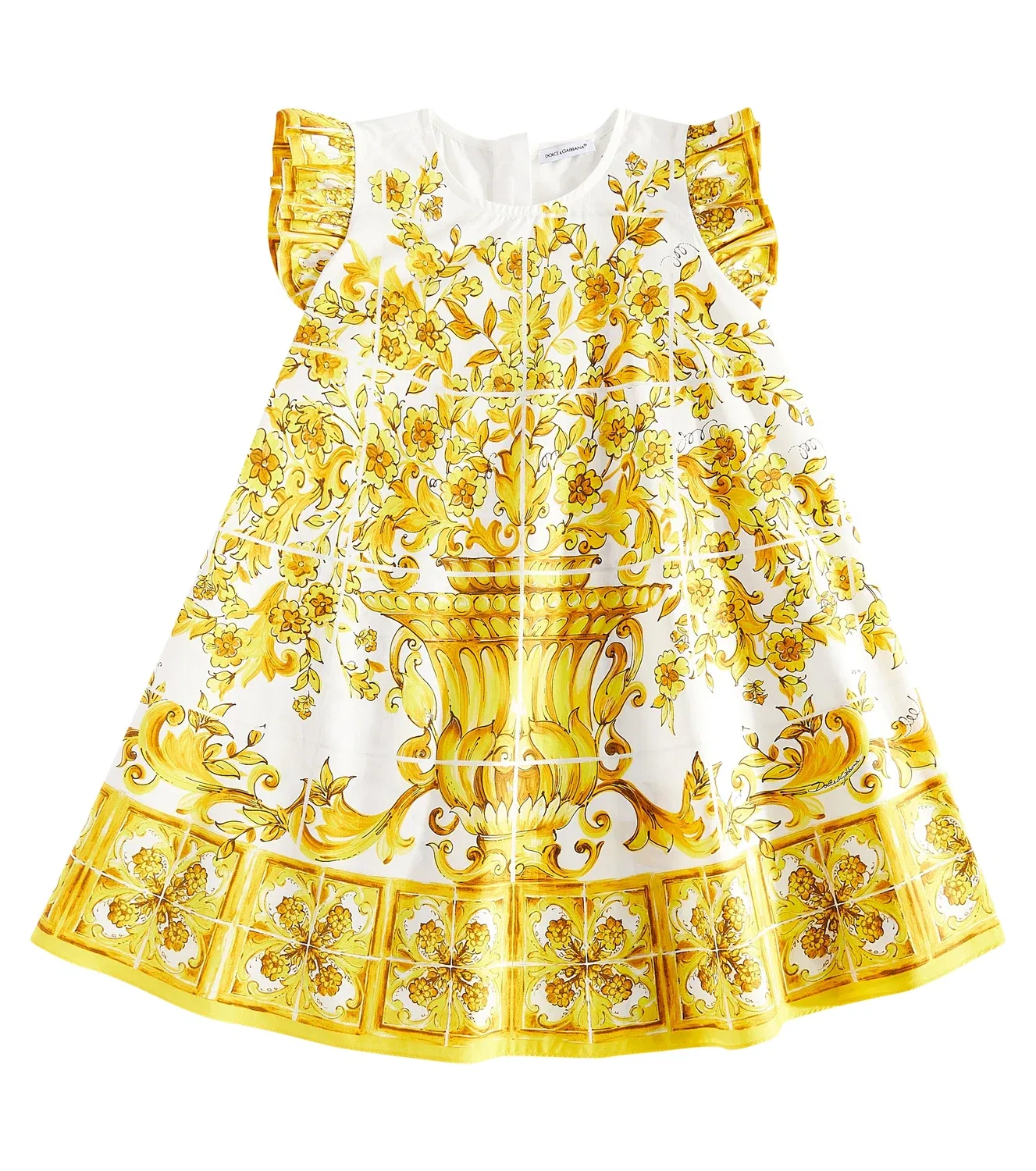 Платье из набивного хлопка Dolce&Gabbana Kids, желтый