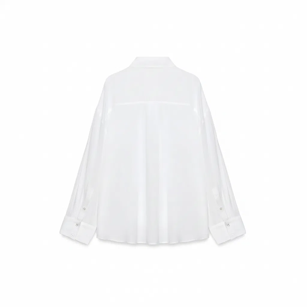 Женская рубашка с воротником белая ZARA, White — фото 3