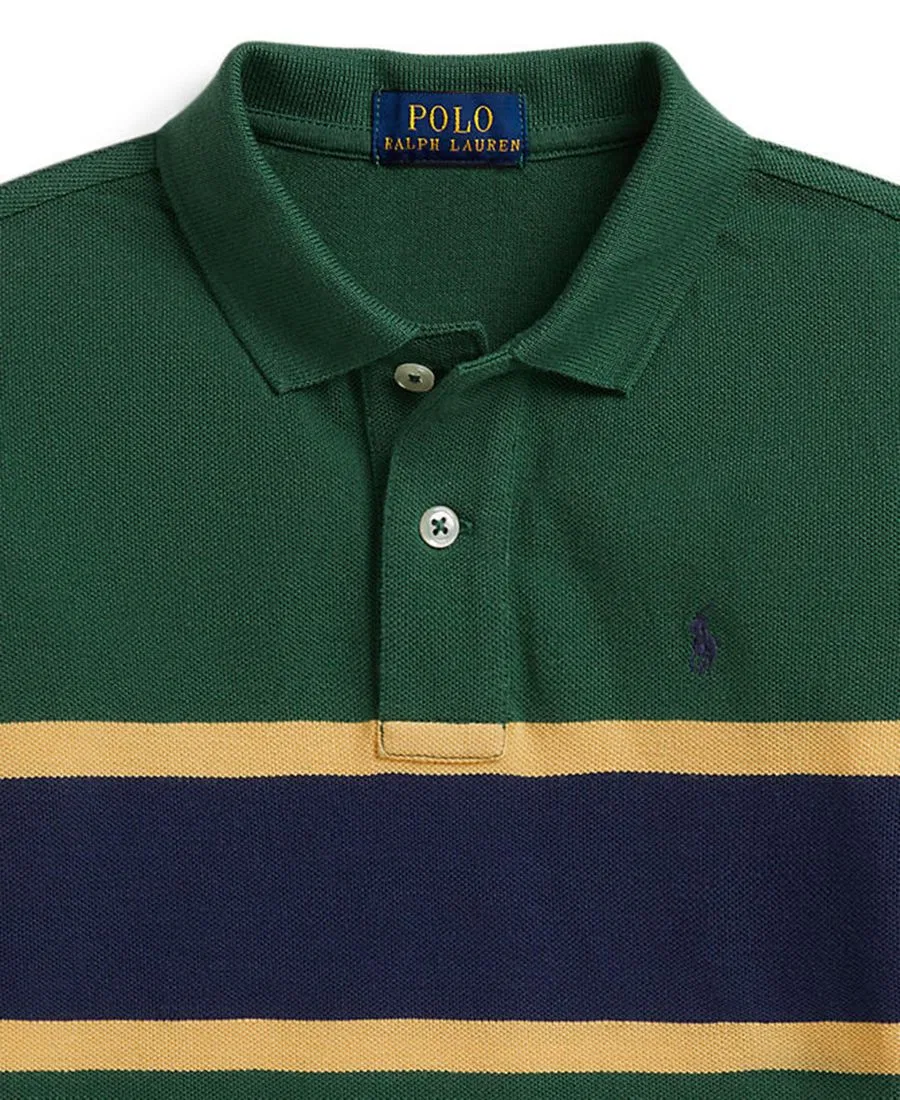 Детская рубашка-поло с длинным рукавом, в полоску Polo Ralph Lauren, Verano Green Multi — фото 3