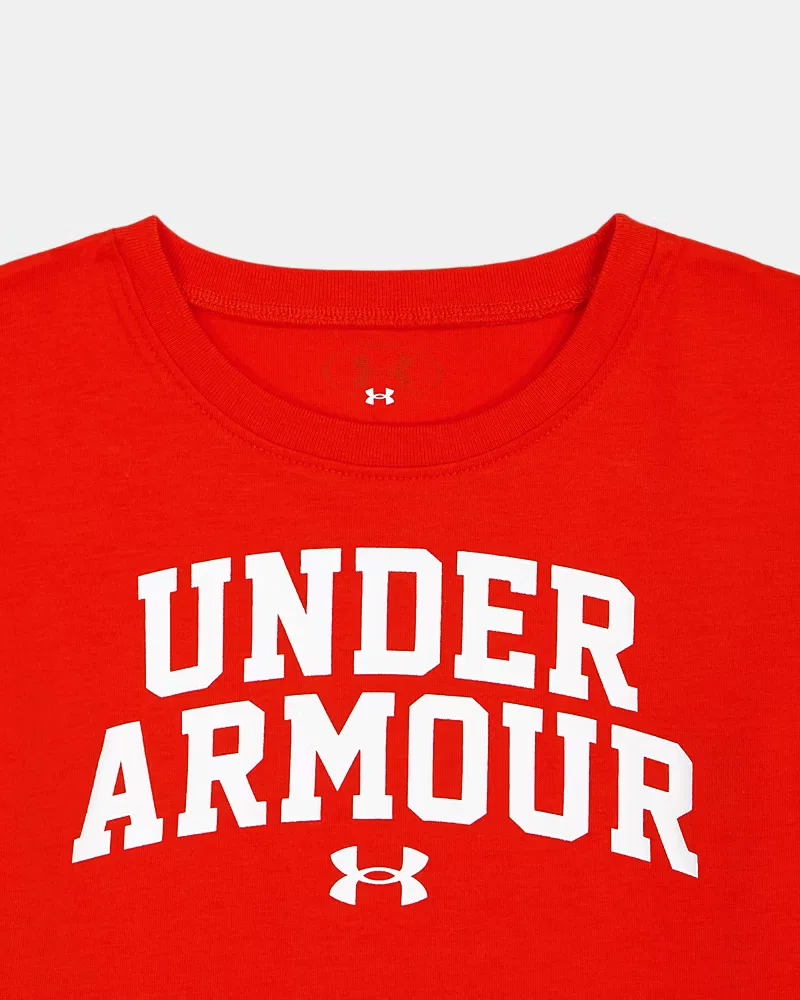 Комплект для девочек влагоотводящий, 2 предмета: футболка и брюки UA Sporty UnderArmour, Anthem Red/White — фото 2