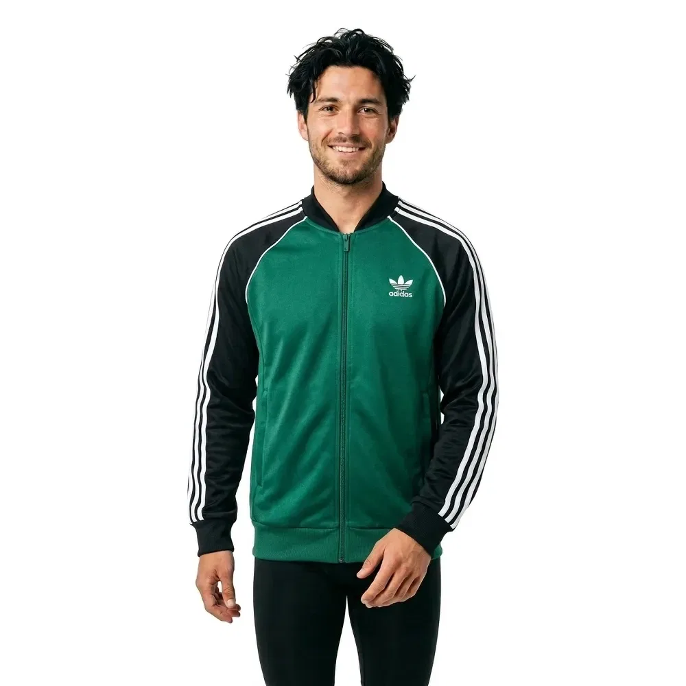 Свитшот на молнии Adidas Originals, зеленый — фото 2