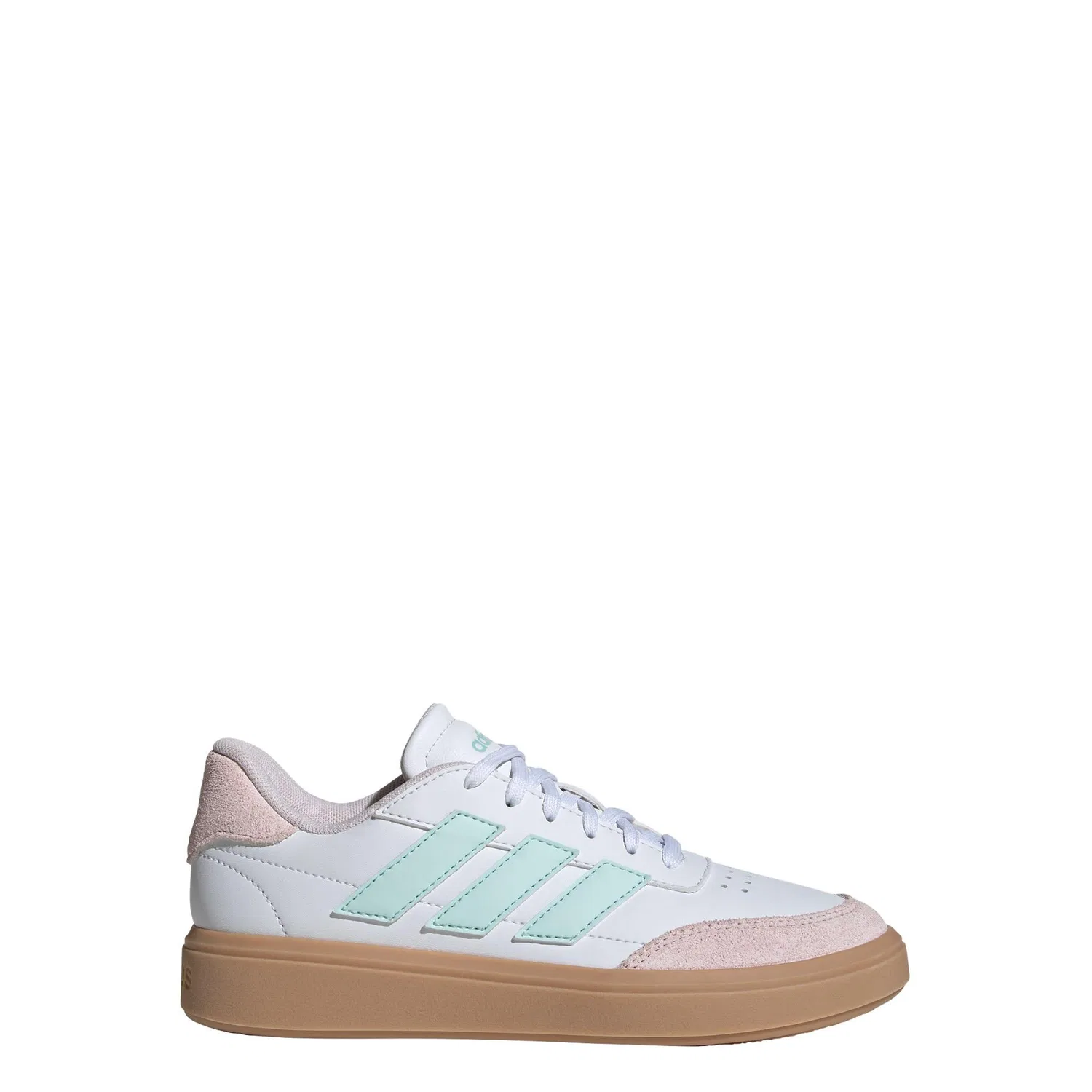 Детские кроссовки с кожаными вставками Courtblock Adidas, Weiss Wasserblau Bonbonrosa