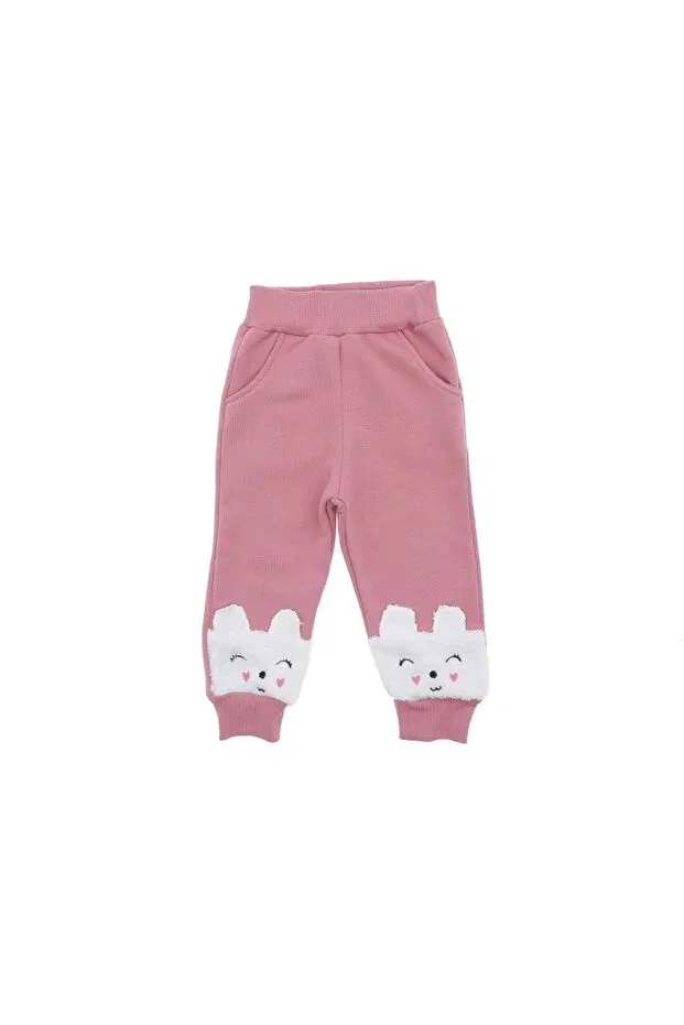 Детские спортивные штаны для девочек с принтом Paça wefsoft cat embroidered three-ply sharded trackpants Atabay, Fuchsia