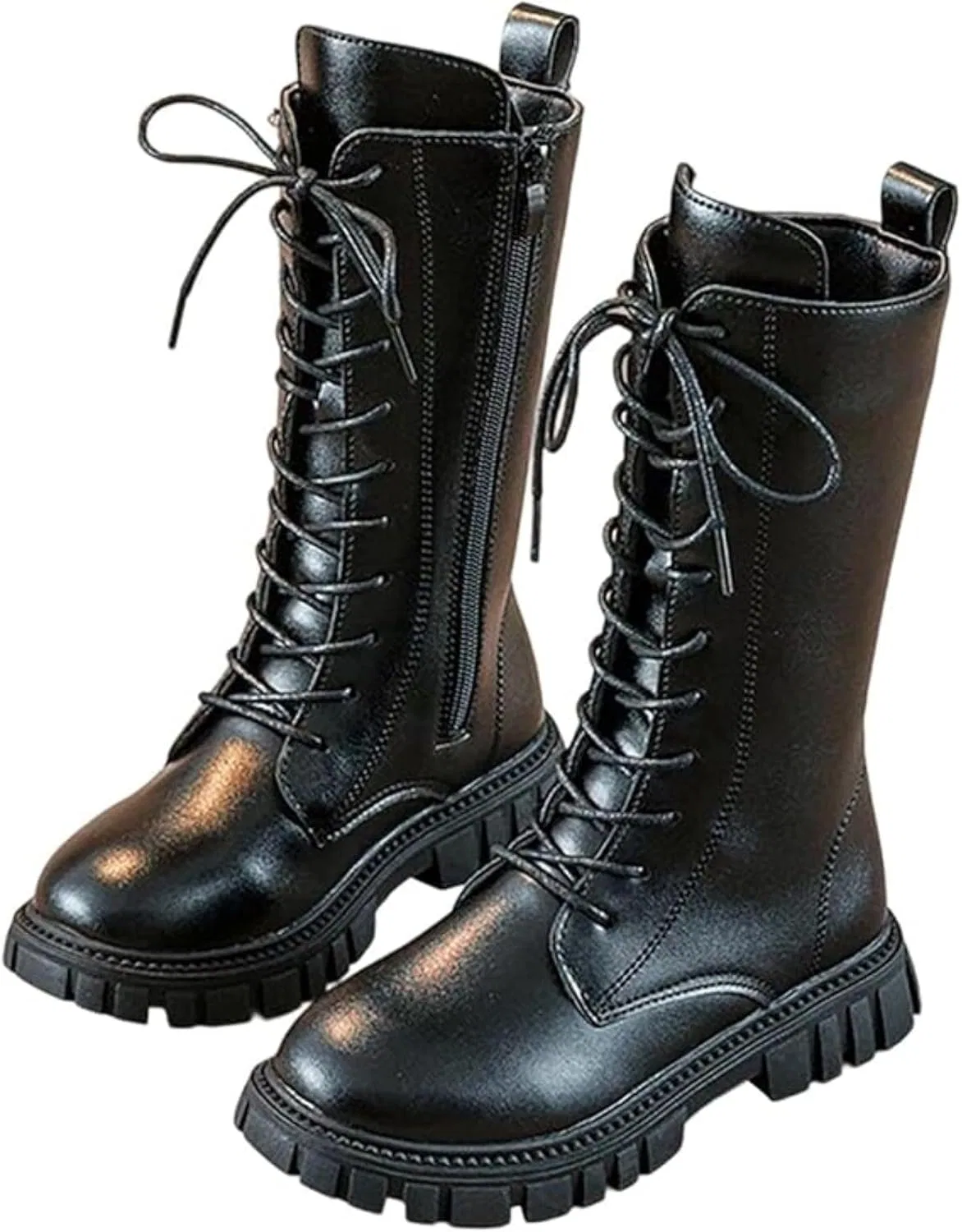 Детские ботинки для девочек с принтом, модель Girls Lace Up Combat Boots, Black