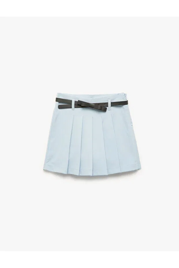 Детские шорты для девочек с ремнем Belt detailed pleated viscose blended shorts skirt Koton, Blue