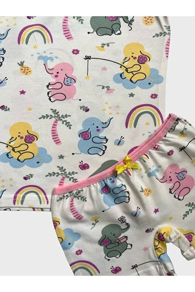 Детское для девочек белье с принтом Elephant Pattern Elmas Kids, White — фото 3