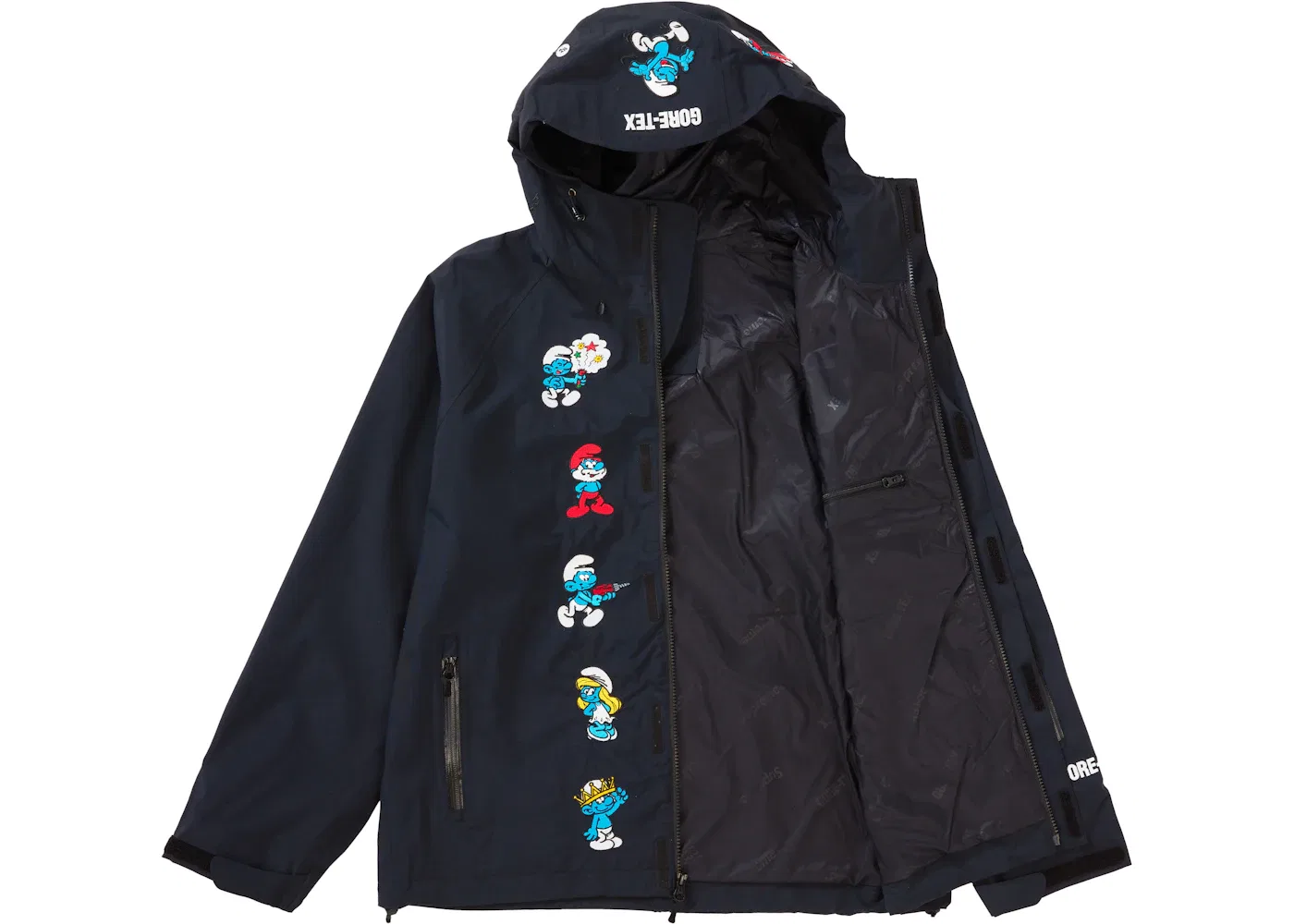 Мужская куртка с принтом Smurfs GORE-TEX Shell Jacket Supreme, Black — фото 2
