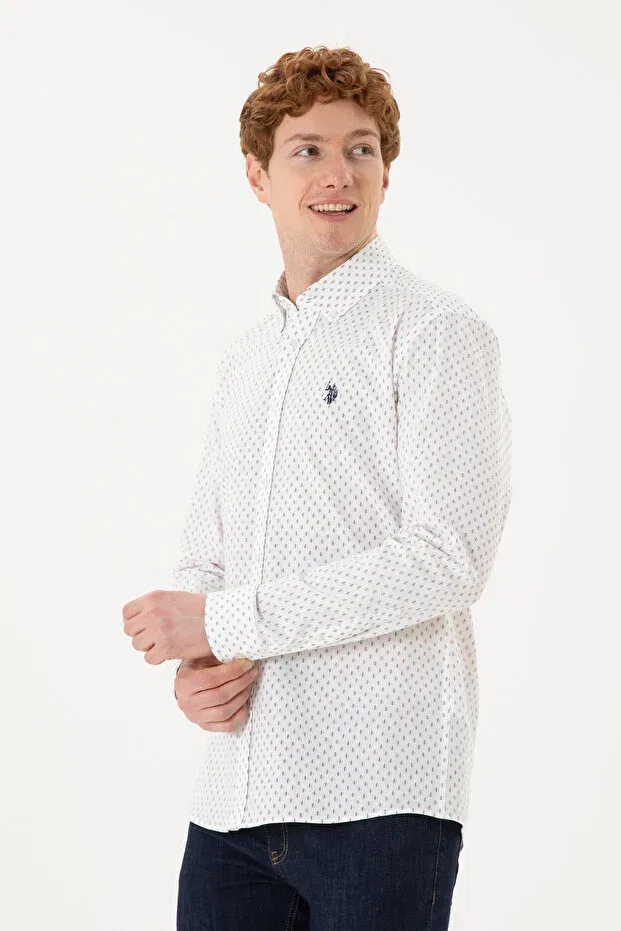 Мужская рубашка с принтом U.S. Polo Assn., White — фото 3