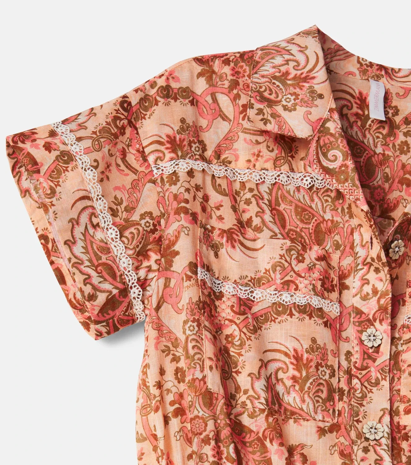 Комбинезон с цветочным принтом Zimmermann Kids, розовый — фото 4