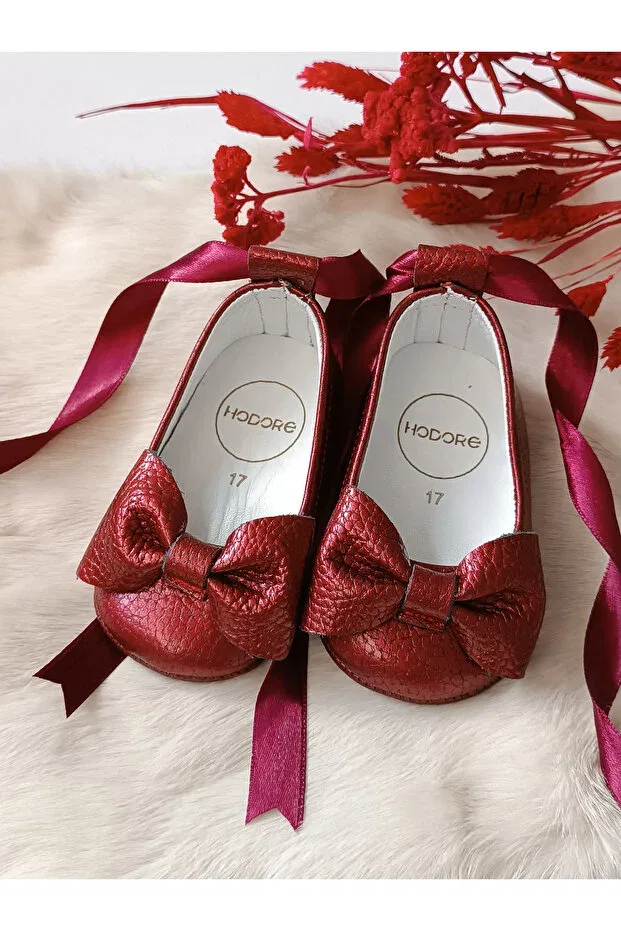 Детские туфли-лодочки из натуральной кожи Perla burgundy Hodore, Burgundy — фото 4