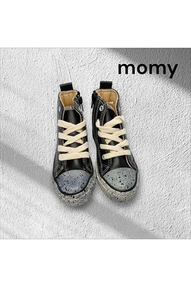 Детские спортивные ботинки для девочек с принтом Momykids, Black — фото 3
