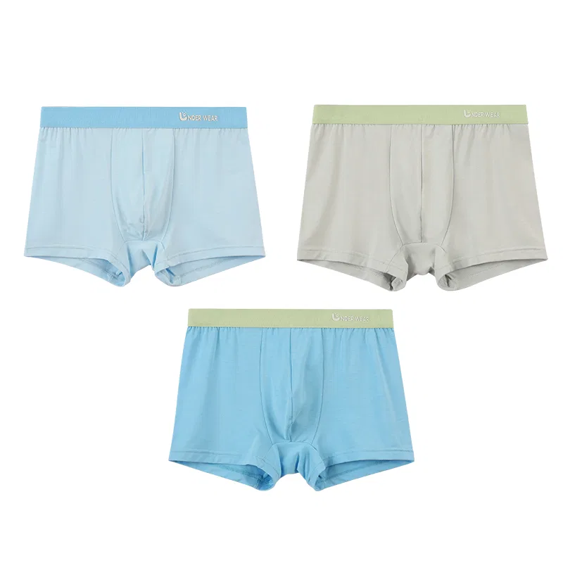 Детские трусы для мальчиков хлопковые комплект 3 шт Red bean, Light Blue Light Blue Lake Blue Grey