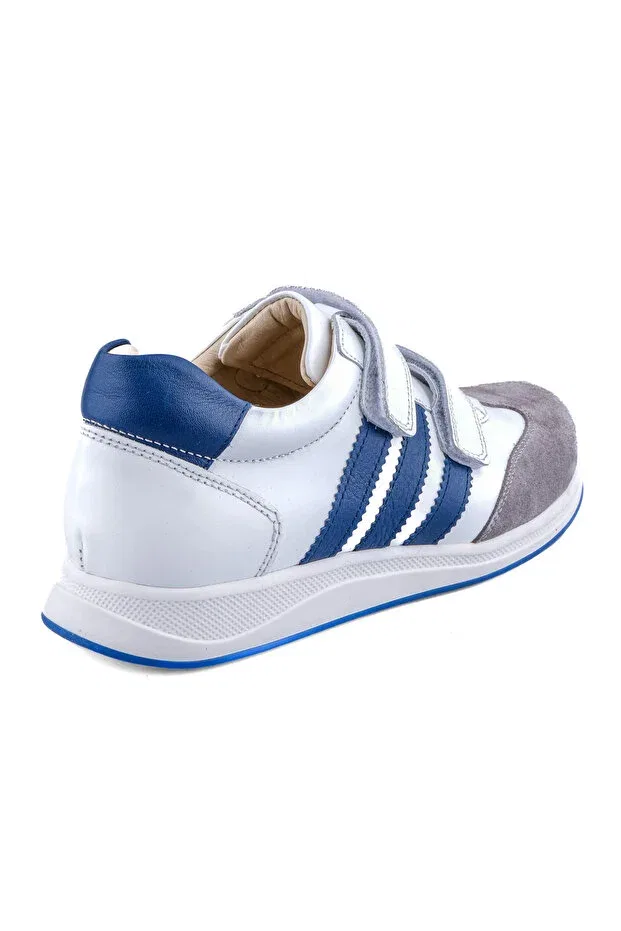 Детские туфли для девочек кожаные Ortoplus, White - Navy Blue — фото 4
