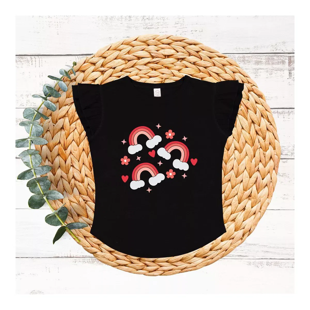 Детская футболка для девочек с коротким рукавом The Juniper Shop, Black — фото 2