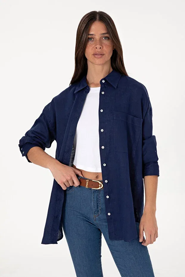 Женская туника с длинным рукавом U.S. Polo Assn., Navy Blue — фото 3