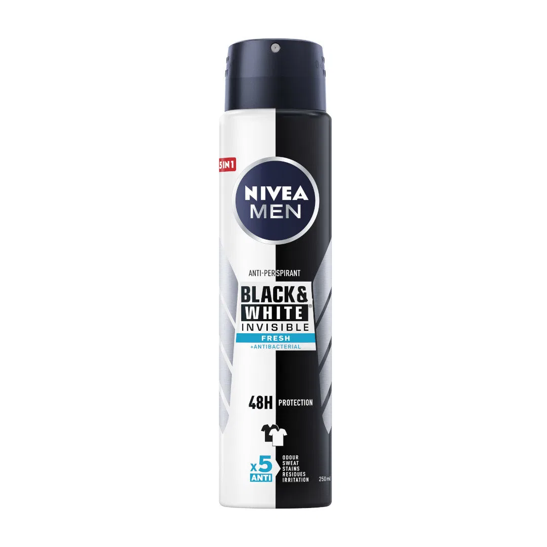 Мужской антиперспирант спрей 250 мл Nivea, Black & White Invisible Fresh