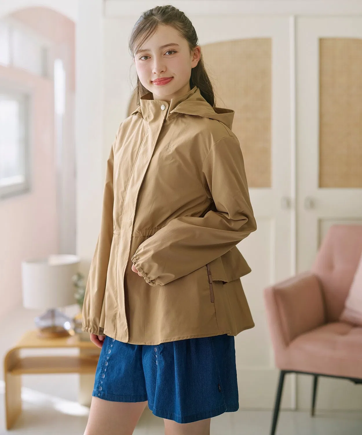 Детская куртка-парка с воланами Kumikyoku KIDS, Beige