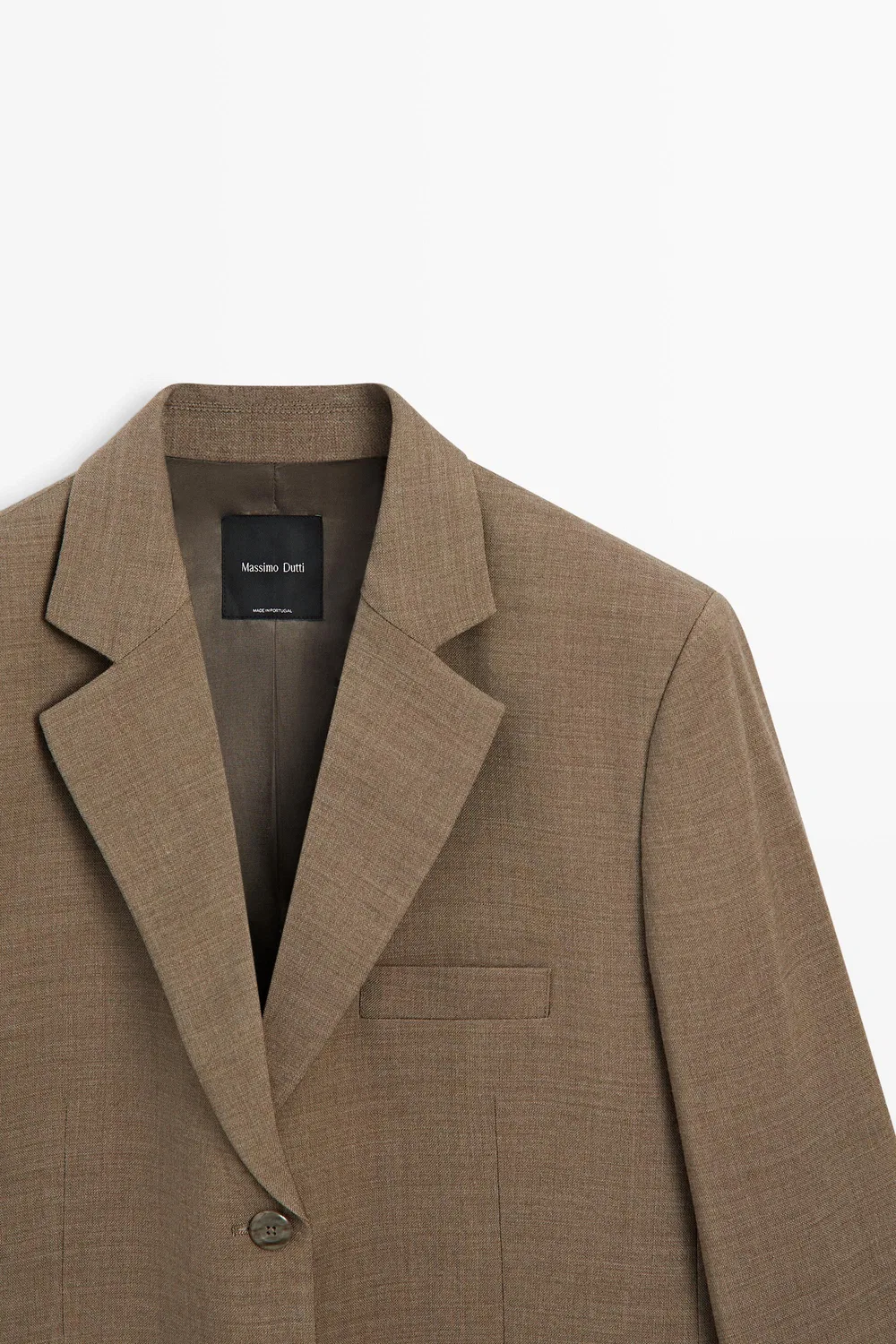 Блейзер Massimo Dutti, из 100% шерсти меланжевого плетения, коричневый — фото 4