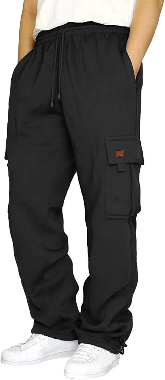 Мужские мешковатые спортивные штаны карго с эластичным поясом, Qcrdz01-Black — фото 2