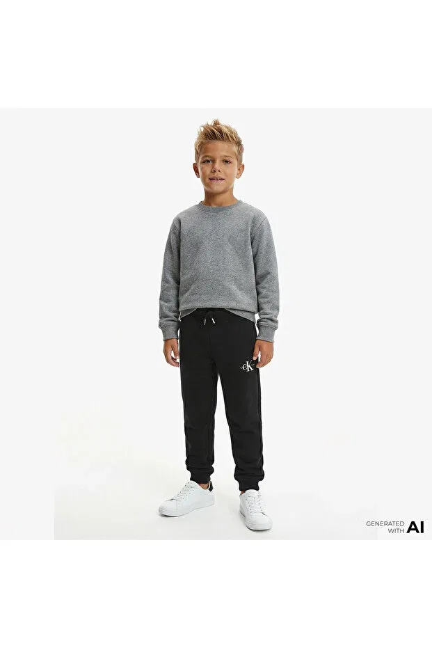 Детские спортивные штаны для девочек с принтом Monogram logo Calvin Klein Jeans, Black