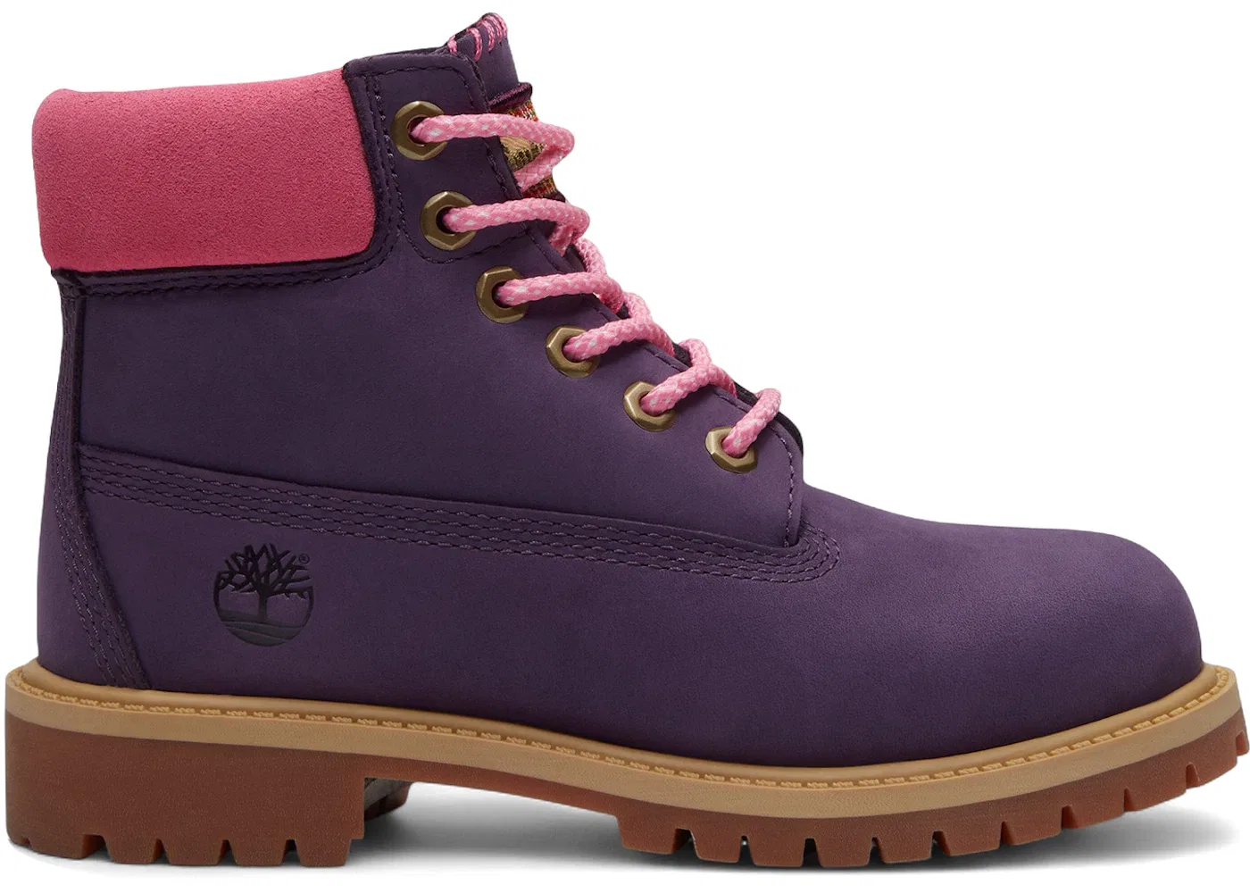 Детские ботинки водонепроницаемые Timberland 6" Premium Waterproof Boot, Dark Purple Nubuck Pink