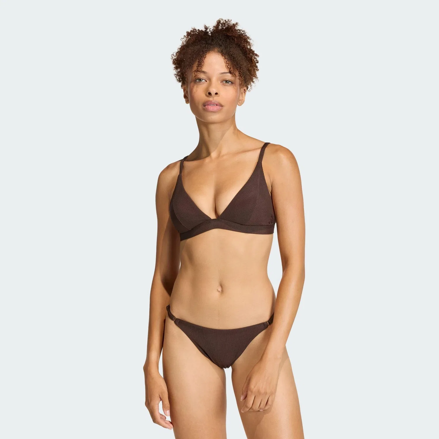 Женское бикини-топ с рифленой текстурой Iconisea Ribbed Padded Triangle Bikini Top Adidas, Dunkelbraun