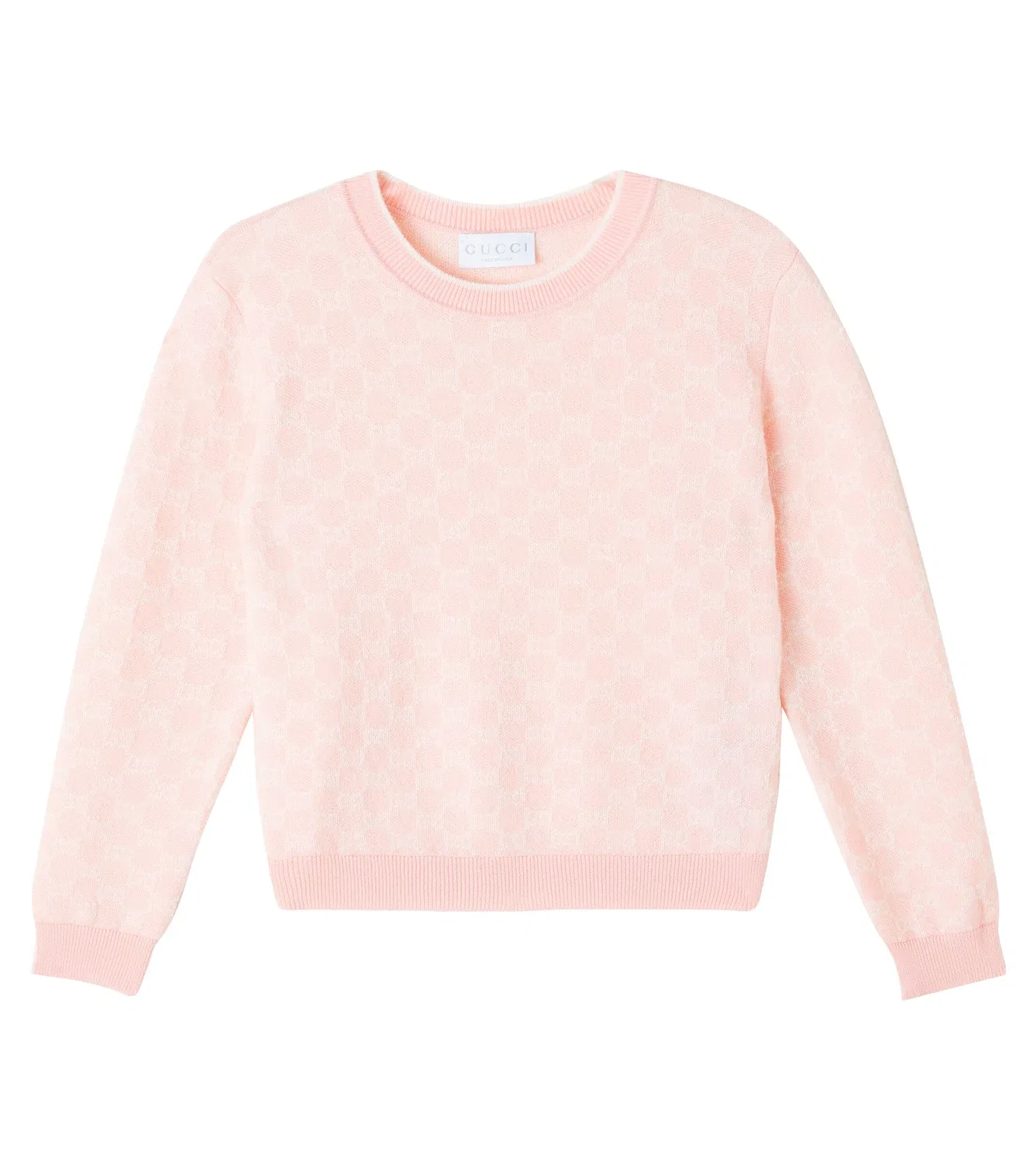 Свитер шерстяной с жаккардовым узором Gucci Kids, розовый