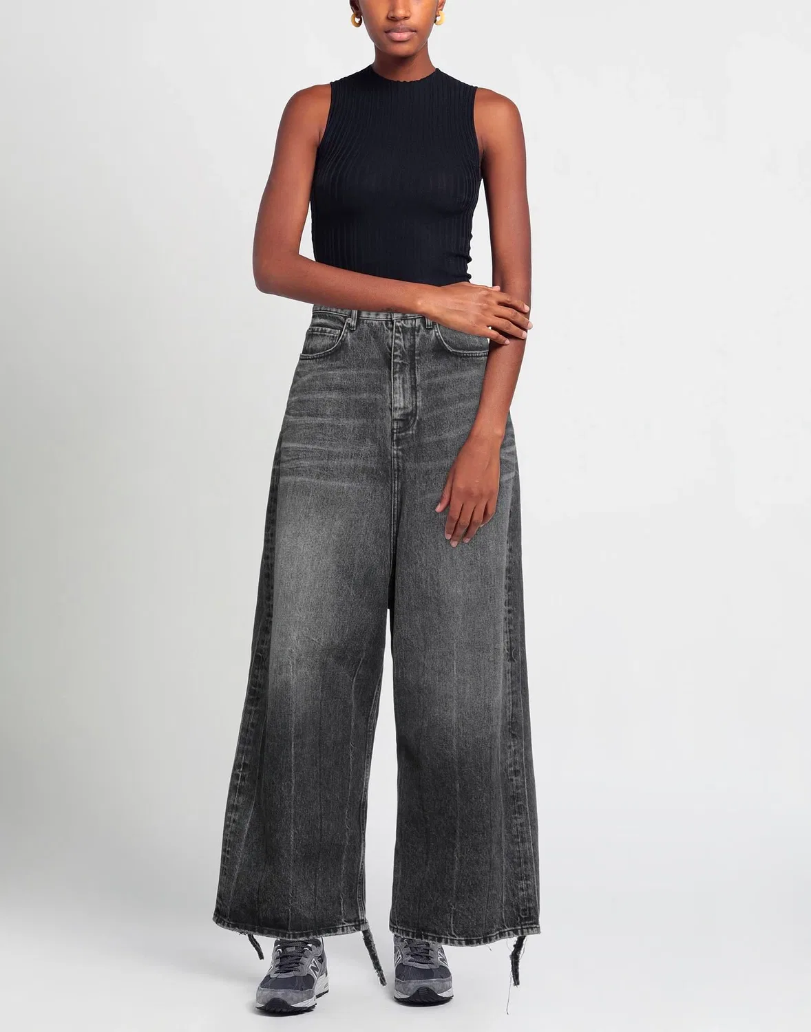 Женские джинсы с высокой посадкой Wide Leg Balenciaga, черный — фото 2