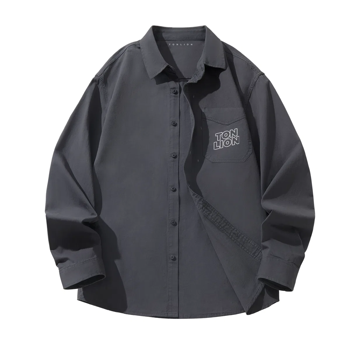 Детская рубашка с отложным воротником Tonlion, Deep Gray (Tn Beautiful World Badge)