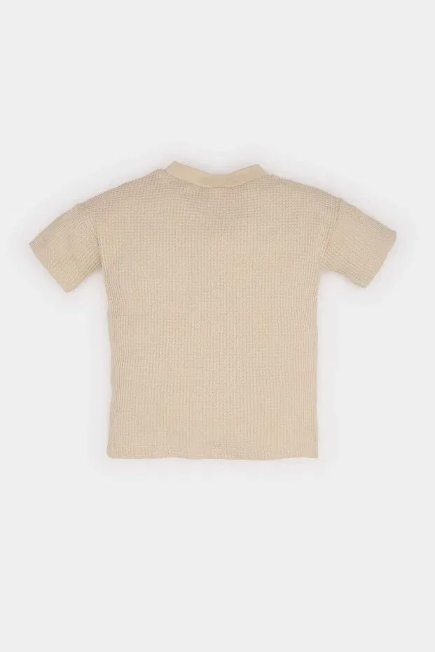 Детская футболка для мальчиков с коротким рукавом Defacto, Beige-Bg106 — фото 3
