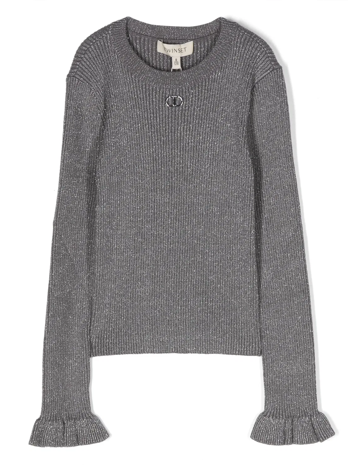TWINSET Джемпер в рубчик с люрексом серый