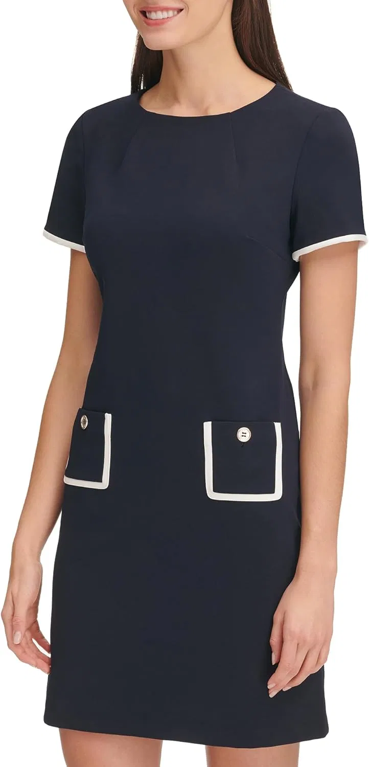Женское мини-платье с контрастной отделкой Tommy Hilfiger, Sky Captain/Ivory — фото 3