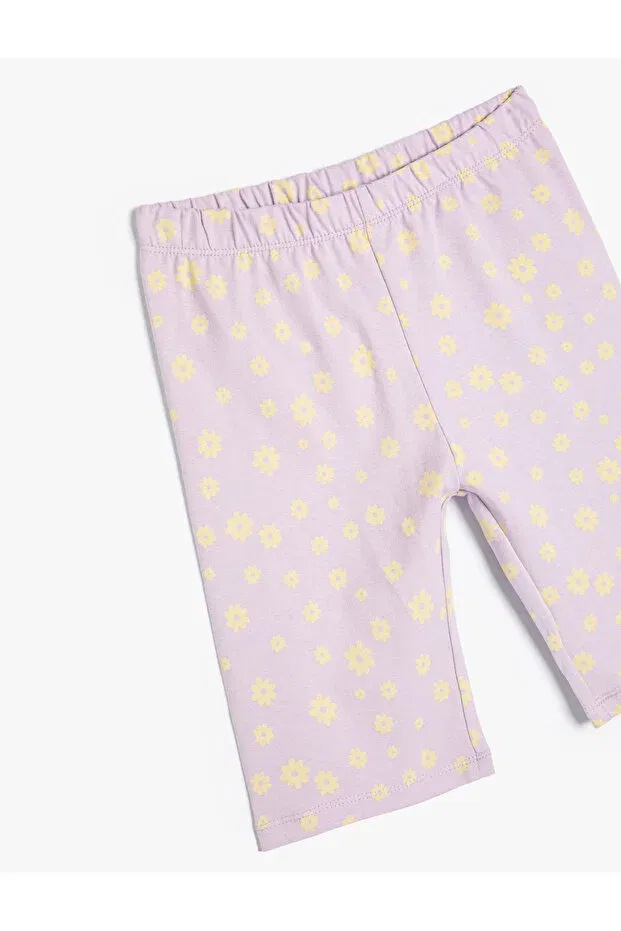 Детские леггинсы для девочек хлопковые с принтом Koton, Lilac Patterned — фото 3