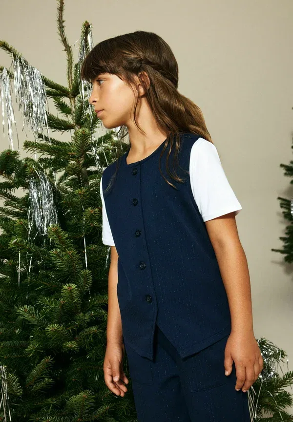 Жилет из полиэстера и вискозы Regular fit Name It темно-синий blazer — фото 2