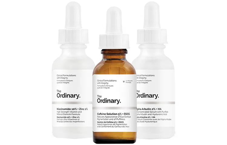 Набор сывороток The Ordinary: ниацинамид 10%, арбутин 2%, кофеин 5%, 30 мл каждая
