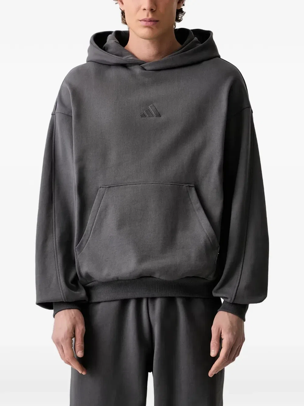 Худи из хлопка Adidas, серый