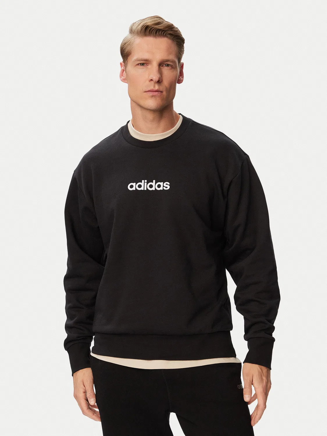 Мужская толстовка стандартного кроя Essentials Linear Fleece Adidas, черный