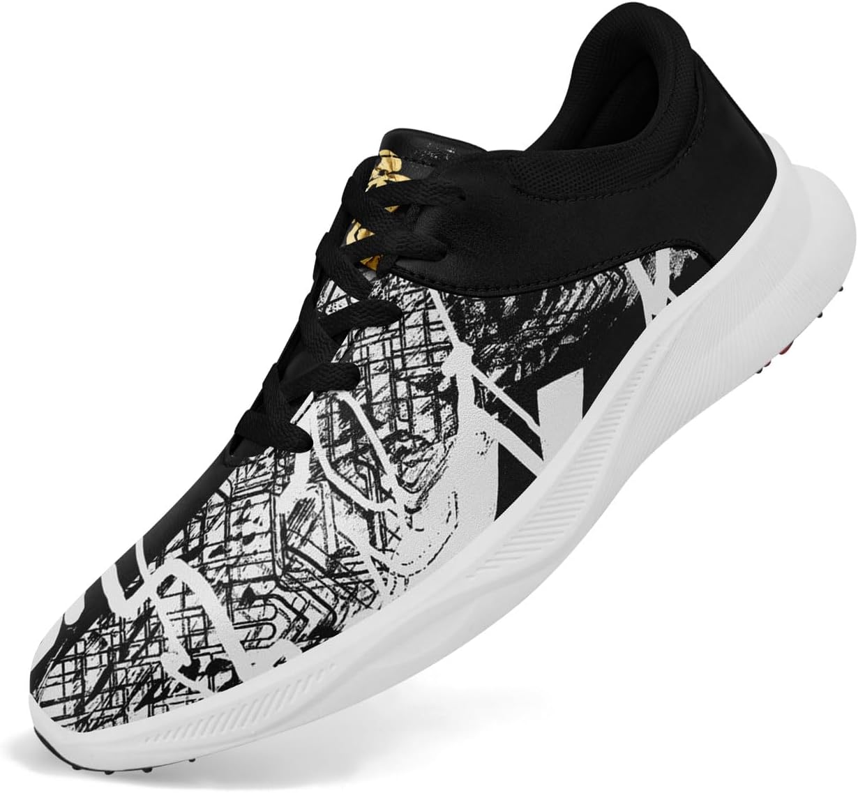 

Гольф обувь без шипов для мужчин и женщин, художественный дизайн, дышащие, водонепроницаемые модные спортивные кроссовки для гольфа с вентиляцией на пятке Onegam, белый/черный