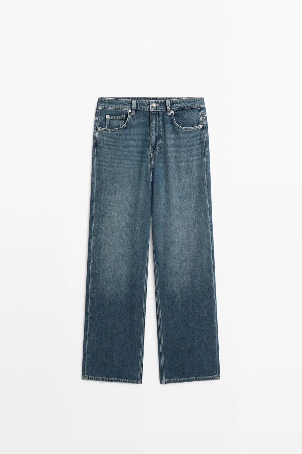 Джинсы Massimo Dutti, свободные с широкими штанинами, Medium Blue — фото 2